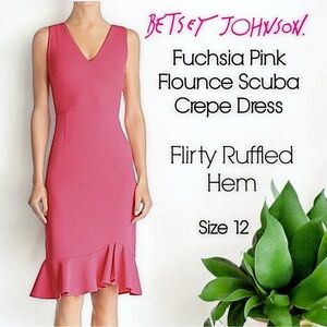 Betsey Johnson Fuchsia Pink Flounce Scuba Crepe Dress
